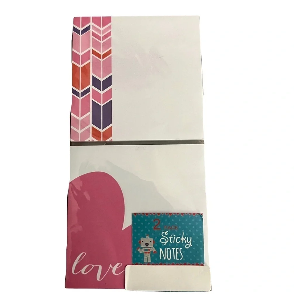Valentine Stationery List Pad Sticky Notes Heart Herringbone Planner Accessories